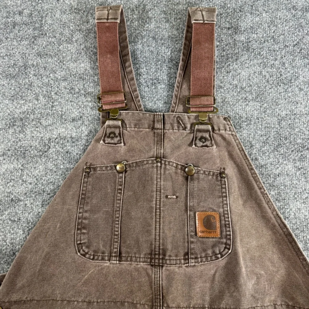 Carhartt Bib Overalls Mens 42x30 Double Knee Duck Canvas Relaxed Brown Vintage